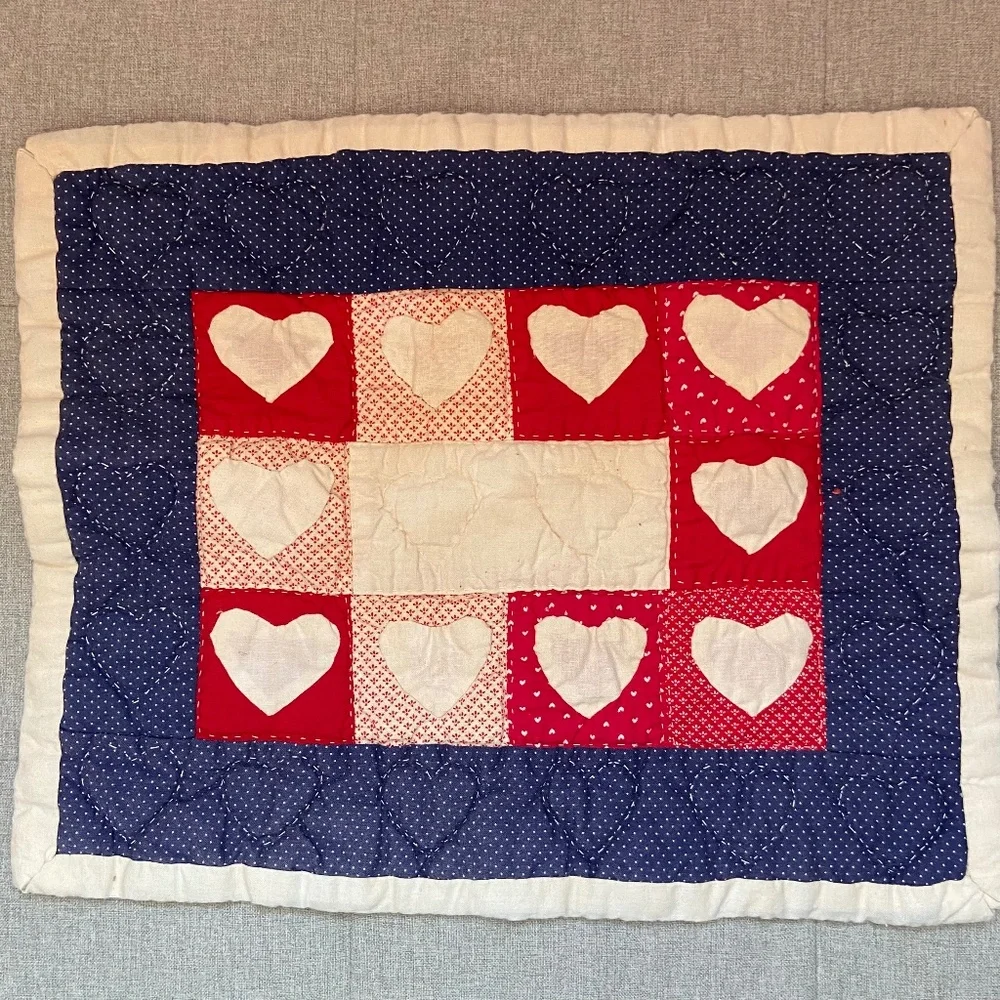 Vintage 11 X 14 Handcrafted Doll Size Americana Quilt (1987)